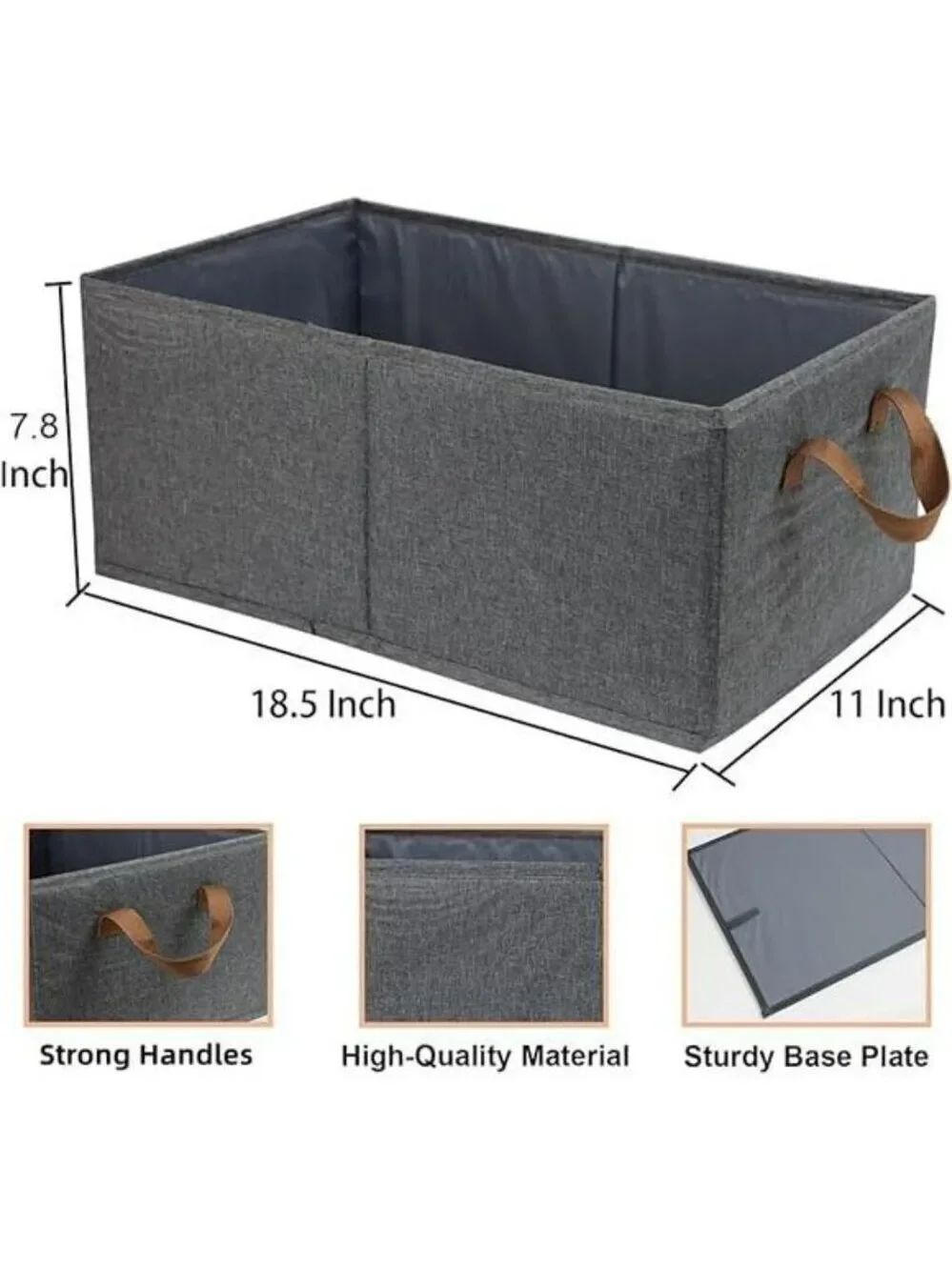 Set of 3 Foldable Fabric Storage Bins Closet Organizer Boxes for Shelves